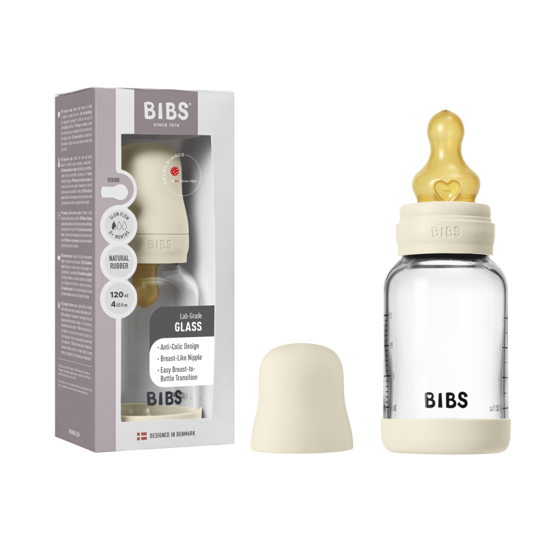 BIBS Biberon en verre 120 ml  Latex - Ivory