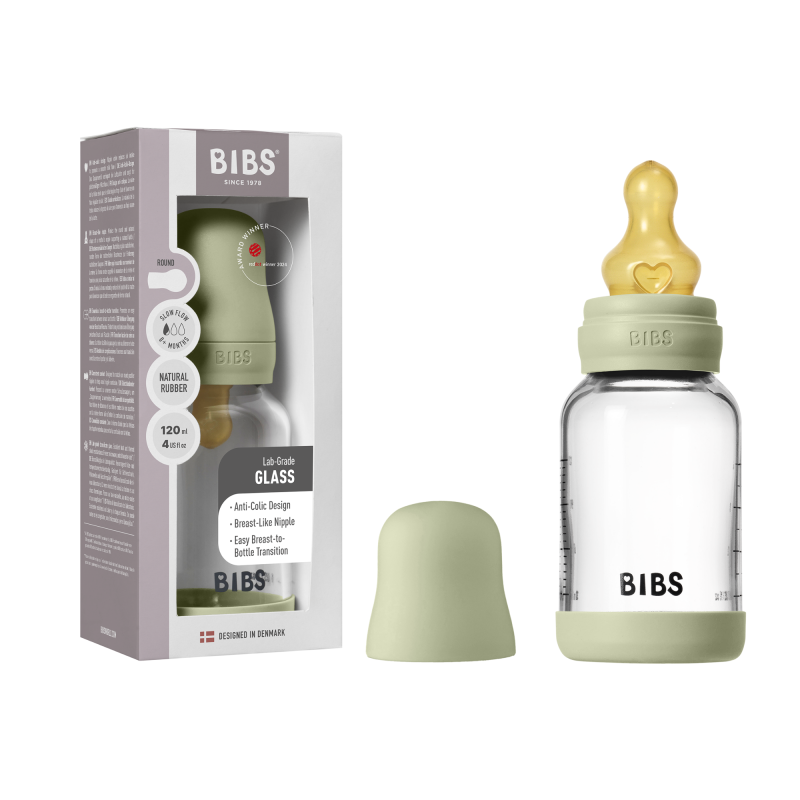 BIBS Biberon en verre 120 ml  Latex - Sage