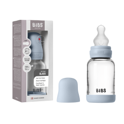 BIBS Biberon en verre 120 ml  Silicone- Baby Blue