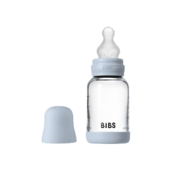 BIBS Biberon en verre 120 ml  Silicone- Baby Blue