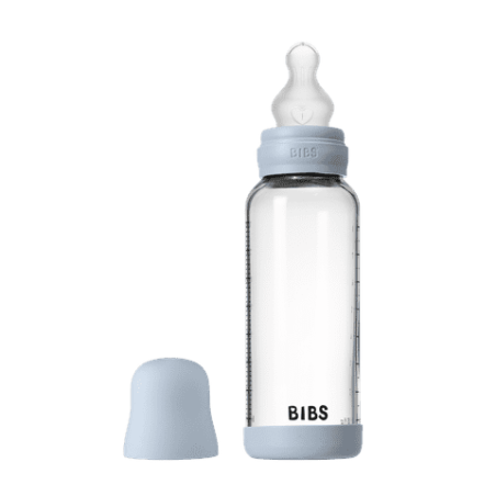 BIBS Biberon en verre 240 ml  Silicone- Baby Blue