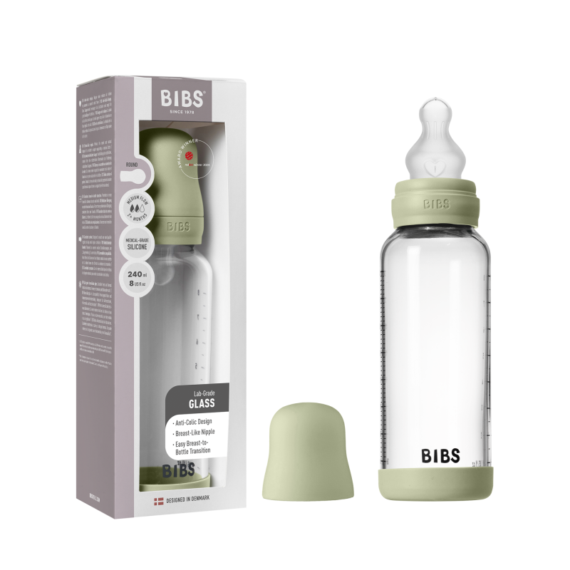 BIBS Biberon en verre 240 ml  Silicone- Sage