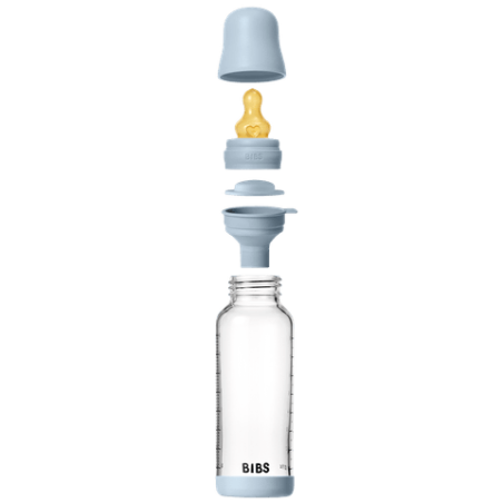 BIBS Biberon en verre 240 ml  Latex - Baby Blue