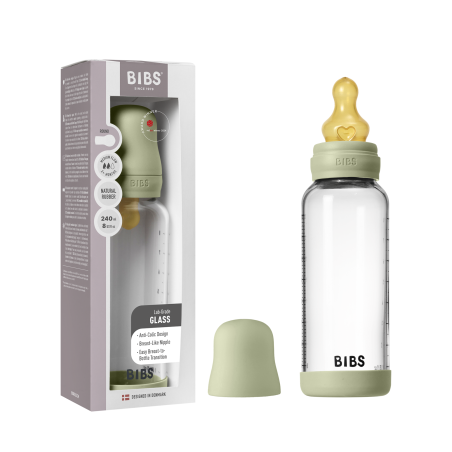 BIBS Biberon en verre 240 ml  Latex - Sage