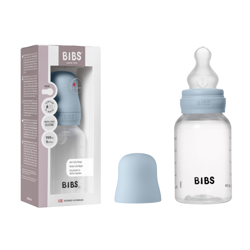 BIBS Biberon en plastique 150 ml  Silicone - Baby Blue